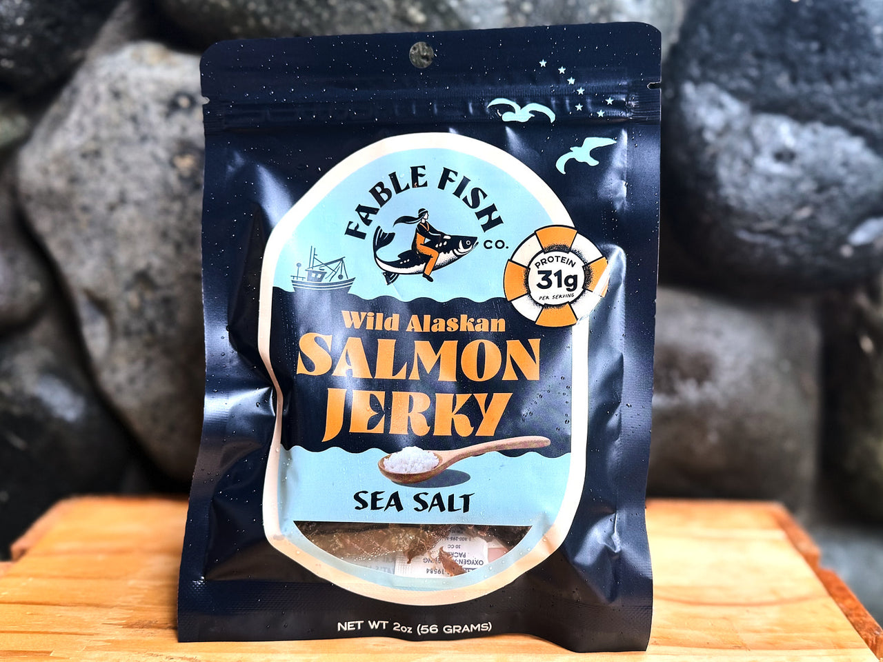 Wild Alaskan Salmon Jerky: Sea Salt | Fable Fish Co.